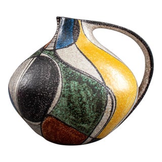 Mid-Century Ruscha Handgemalt Art Ceramic Pitcher For Sale