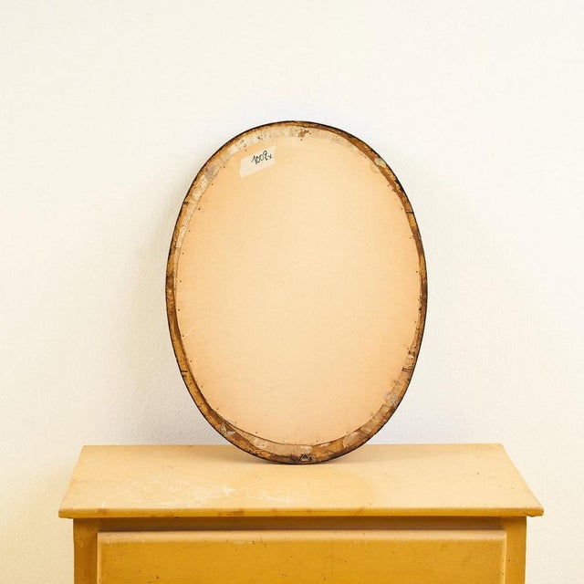 Oval Wooden Mirror, 1950s For Sale - Image 4 of 5