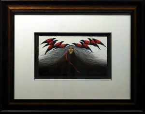 1990s "Raven Songs" Hand Colored Hand Signed Lithograph by Frank Howell, Framed