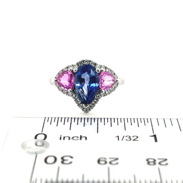 Natural Sapphire Diamond Ring 14k Gold 3.43 TCW Certified, Size 6.5 For Sale In New York - Image 6 of 12