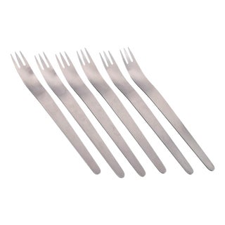 Dinner Forks in Stainless Steel by Arne Jacobsen for Anton Michelsen, 1960s, Set of 6 For Sale