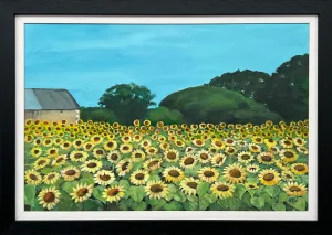 Field of Sunflowers in Summertime in France II by Contemporary British Artist