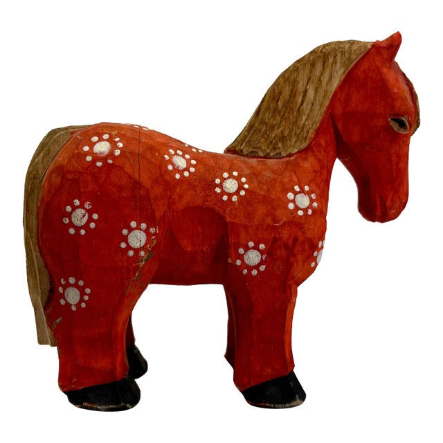 Antique Hand Painted Red Wooden Horse Folk Art Chairish