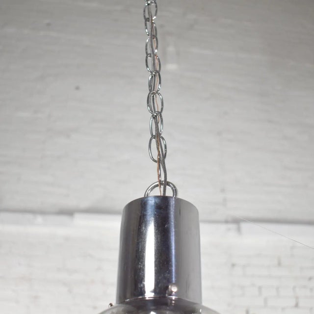 Mid 20th Century Mid Century Modern Pendant Light Chrome & Smoked Glass Open Globe Chrome Chain For Sale - Image 6 of 13