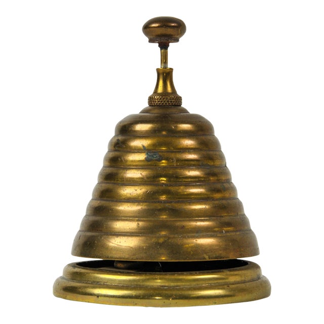 Victorian Brass Beehive Bell Late 1800's Courtesy Countertop Bell For Sale