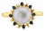 8MM Pearl Ring with Sapphire Halo 14k Yellow Gold, Size 7.5 For Sale