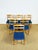 Contemporary Vintage Dining Chairs in Oak and Blue Fabric, 1960s, Set of 6 For Sale - Image 3 of 16