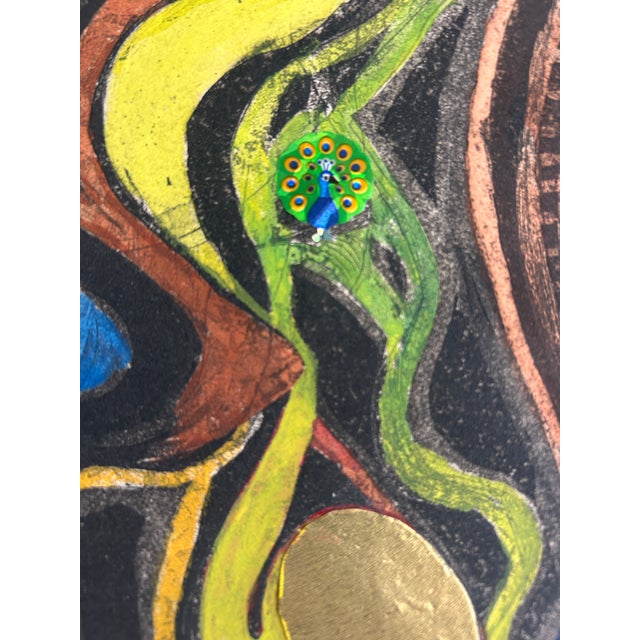Abstract 1960s Vintage Modernist Abstract Signed Annette Robyns For Sale - Image 3 of 6