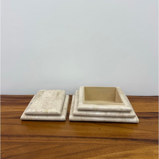 Textile Vintage Tessellated Stone Stepped Lidded Box For Sale - Image 7 of 9
