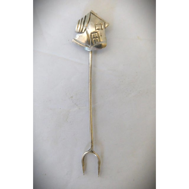 English Sterling Vintage Assorted Home-Themed Appetizer Forks, Set of Eight, MCM For Sale - Image 9 of 11