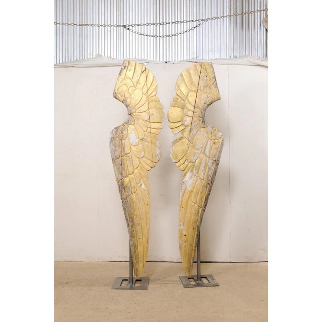 Large Mid 20th Century Gilt Wings on Stands - A Pair For Sale - Image 4 of 11
