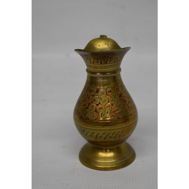 Asian Vintage Indian Brass Vase For Sale - Image 3 of 5
