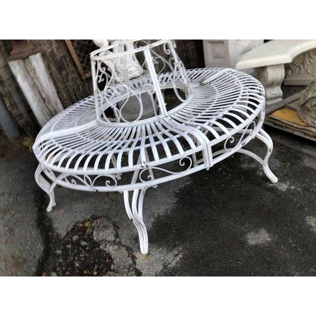 Metal Circular White Steel Tree Bench Garden Seat For Sale - Image 7 of 12