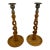 Vintage English Oak Open Barley Twist Candlesticks - A Pair For Sale