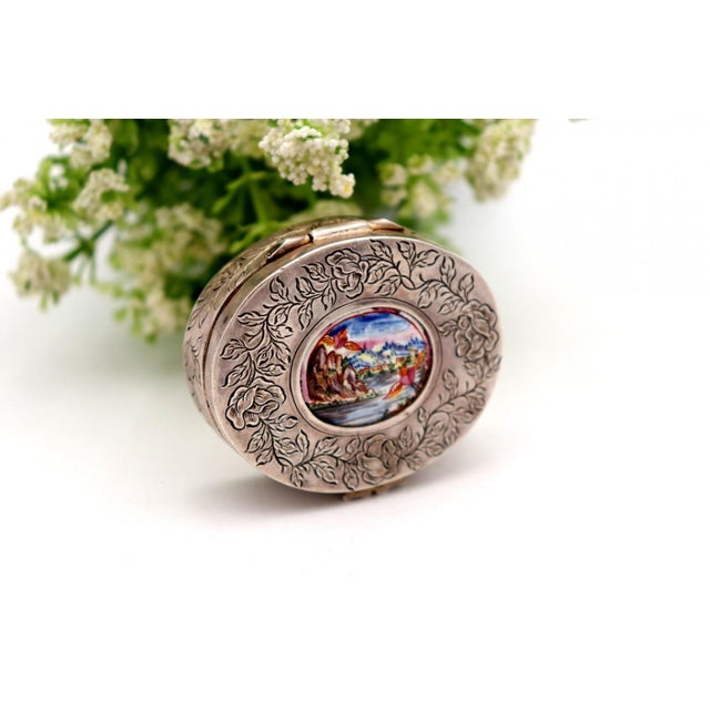 Silver Pill Box with Floral Motifs For Sale - Image 4 of 6