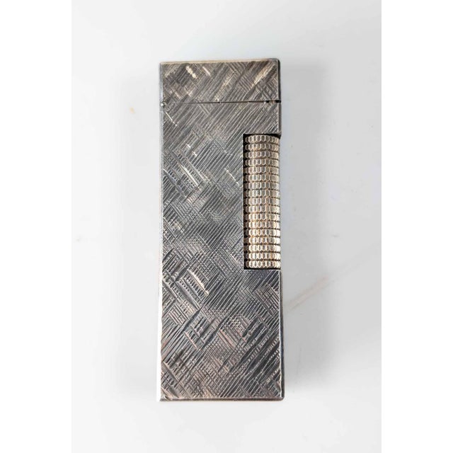 English Mid-Century English Dunhill Rollagas Lighter in Silverplate Florentine Pattern For Sale - Image 3 of 12