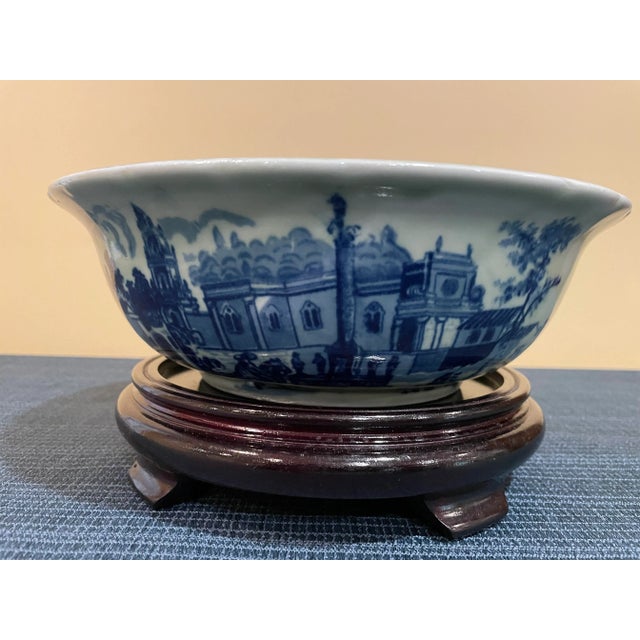 Vintage Victoria Ironstone Large Decorative Bowl With Celadon Glaze For Sale - Image 10 of 11