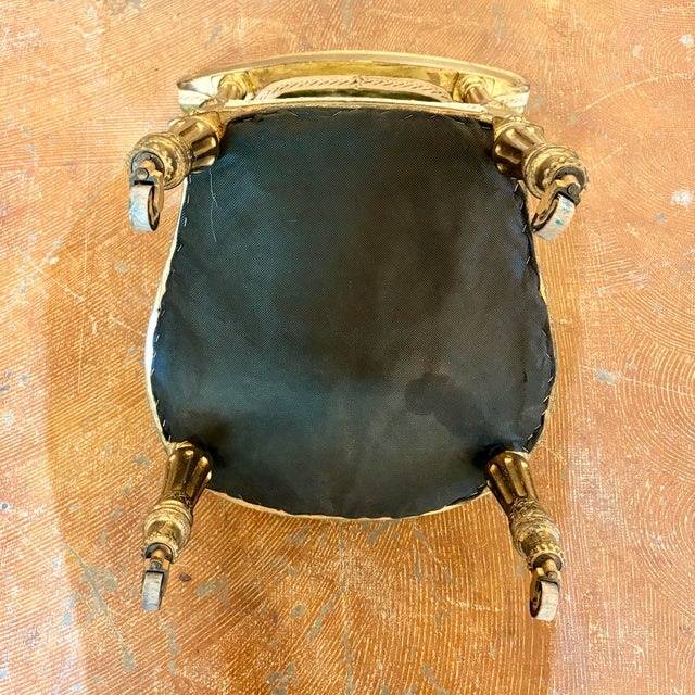 Celadon Vintage Hollywood Regency Neoclassical Vanity Chair / Slipper Chair in Sage Velvet With Giltwood Frame & Casters For Sale - Image 8 of 12