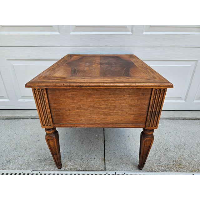 Henredon Walnut Banded Top Two Drawer Side Table For Sale - Image 9 of 11