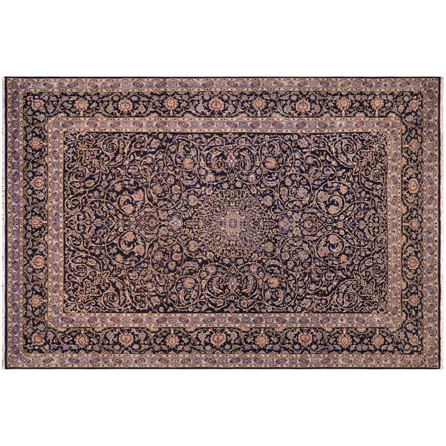 Art Nouveau Boho Chic Nahin Blue/Beige Wool Rug - 10'1'' X 12'6'' For Sale - Image 3 of 10