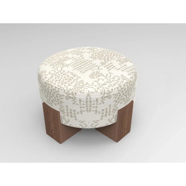 Contemporary Cassette Pouf in Outside Kolymbetra Beige Fabric and Smoked Oak by Alter Ego for Collector For Sale - Image 3 of 5