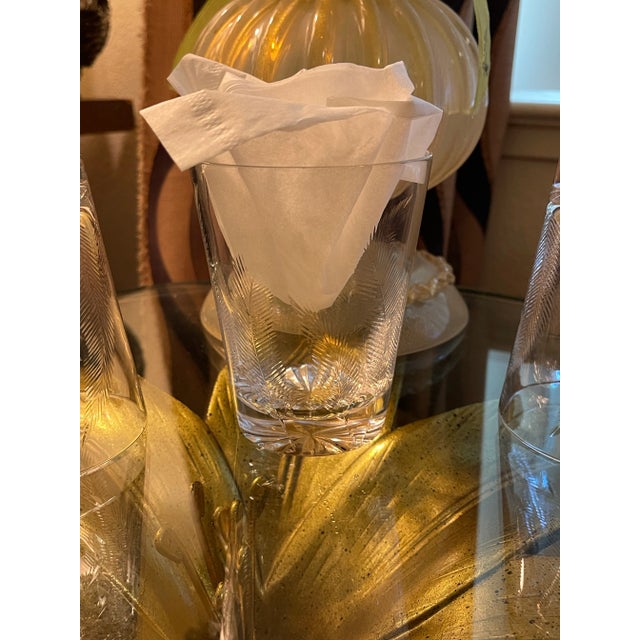 1990s 1990s Feather Crystal Lowball Glasses- Set of 6 For Sale - Image 5 of 12