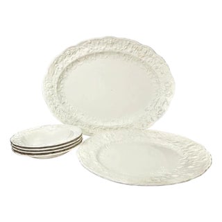 Sculpted Christmas Rosebud Platter and Extras- Set of Six For Sale
