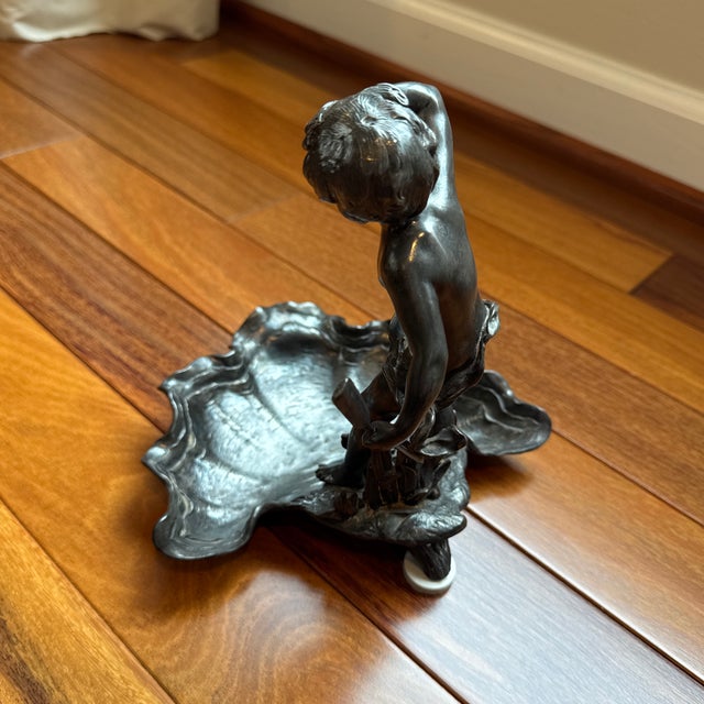 Vintage Metal Boy With Oar Shell Trinket Dish Figurine For Sale In Washington DC - Image 6 of 10