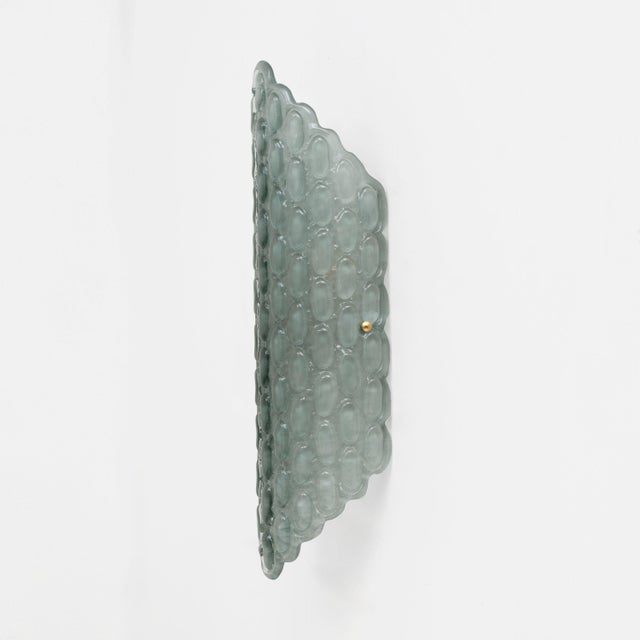 Aqua Green Murano Glass Wall Sconces with Textured Relief, 2000s, Set of 2 For Sale - Image 4 of 10