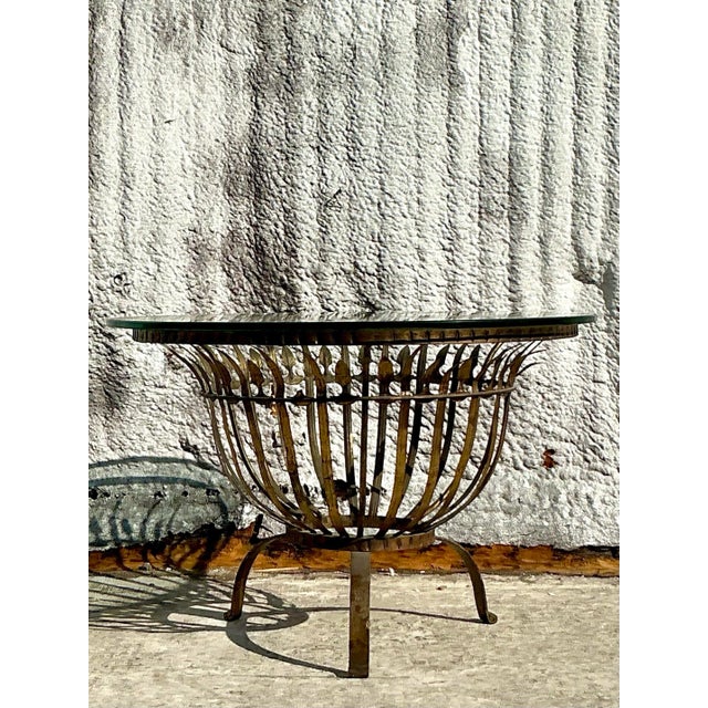 Metal Vintage Regency Ferrocolor Spain Gilt Table For Sale - Image 7 of 11
