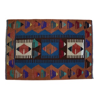 Hand-Made Turkish Flat Weave Oushak Kilim Rug - 2' X 2'10" For Sale