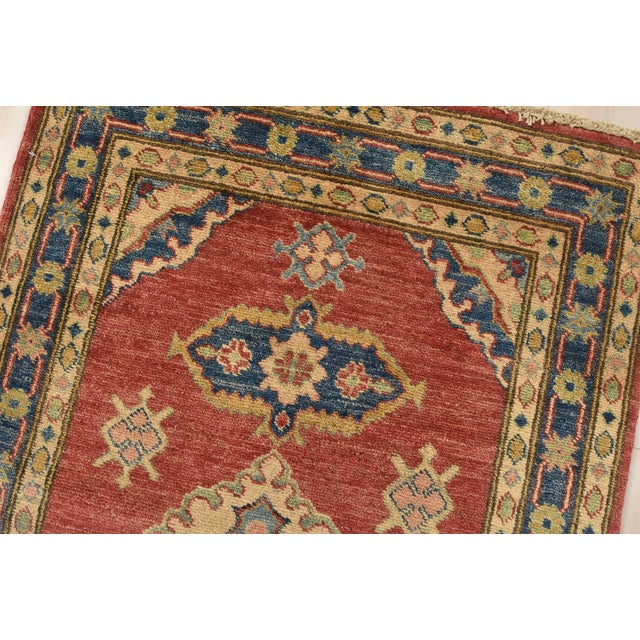 Kazak Runner 2’9” X 13’2” Red Wool Tribal Hand-Knotted Oriental Rug For Sale In Philadelphia - Image 6 of 12