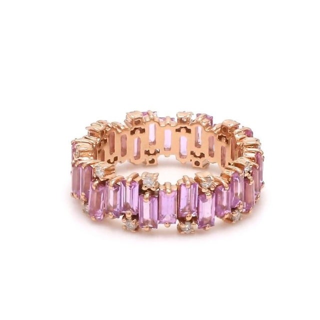 Natural pink sapphire diamond ring in 18k gold For Sale - Image 4 of 18