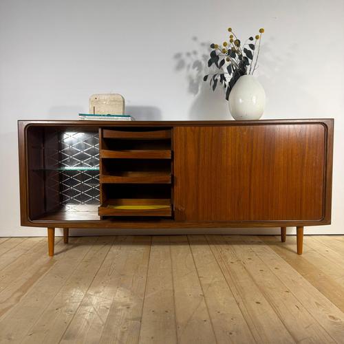 Mid-Century Modern Scandinavian Teak Sideboard with Sliding Doors, 1960s For Sale - Image 10 of 16
