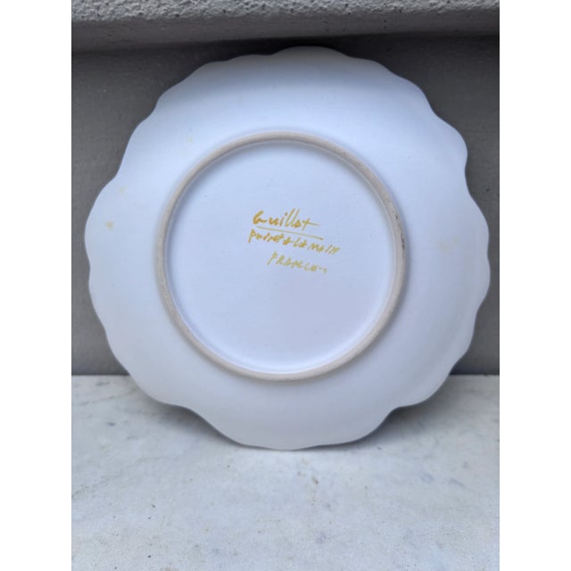 Mid-Century Modern French Majolica Pansy Plate Marcel Guillot Vallauris, Circa 1950 For Sale - Image 3 of 3