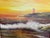 Vintage Oil Painting Lighthouse Sunset Seascape Coastal Art Unique Shell Decor For Sale - Image 11 of 11