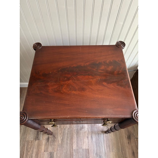 Antique Federal American Walnut & Mahogany Sheraton Style Side Table Collectible For Sale - Image 11 of 12