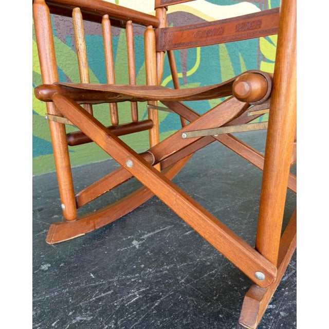 Vintage Embossed Leather Costa Rican Rocking Chair For Sale - Image 10 of 11