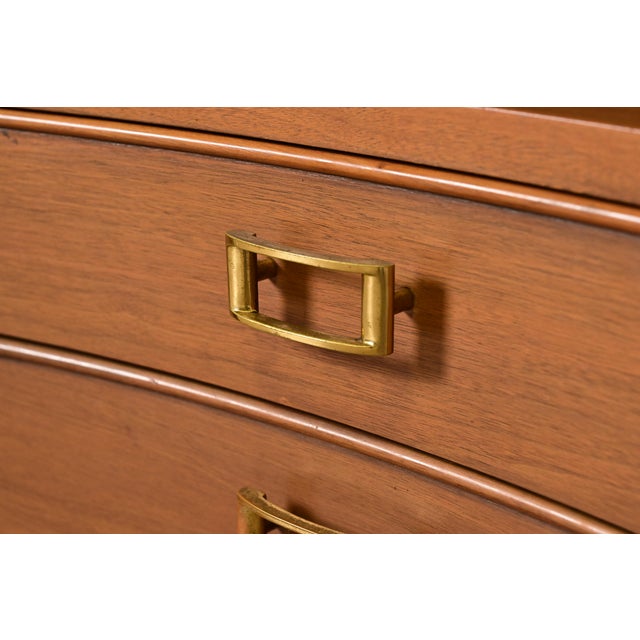 A Pair of Paul Frankl for Johnson Furniture Mid-Century Modern Concave Walnut Nightstands, Circa 1950s For Sale - Image 9 of 14