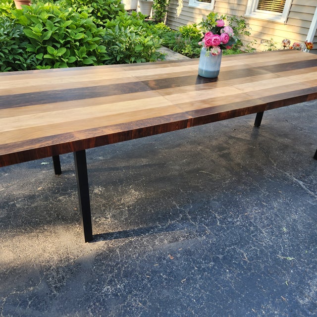 Milo Baughman Mixed Wood Dinning Table For Sale - Image 11 of 12