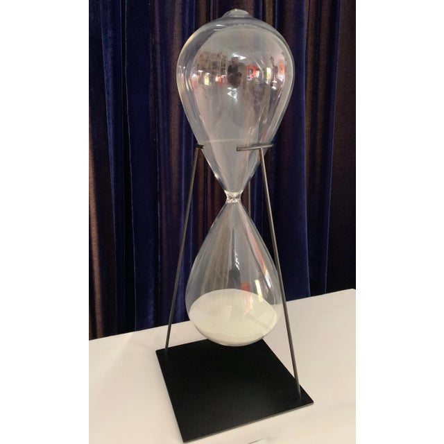 Mid 20th Century Hand Blown Hour Glass on a Custom Iron Stand For Sale - Image 5 of 9