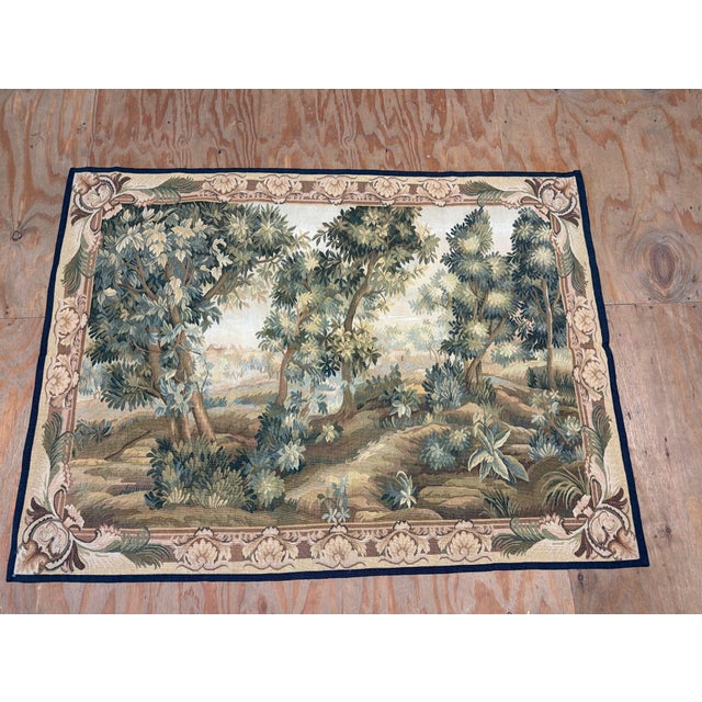 Textile Vintage Tapestry Depicting a Hidden Forest For Sale - Image 7 of 7