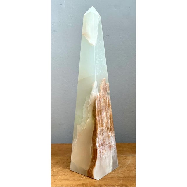 Mid-Century Modern Vintage Onyx Stone Obelisk For Sale - Image 3 of 12