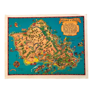 1941 White Map of Oahu For Sale