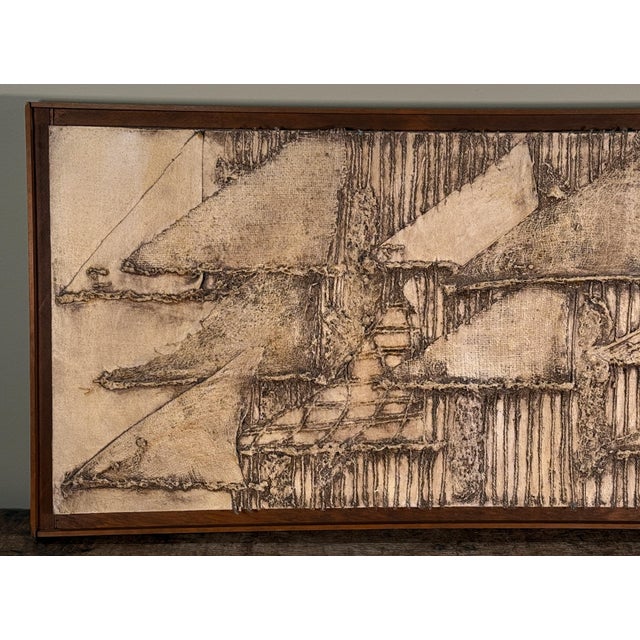 Vintage Mid-Century Abstract Mixed Media Textural Wall Panel, c.1960s For Sale - Image 4 of 9