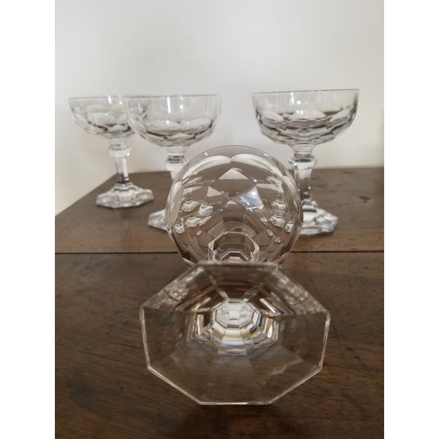 Set of Four Antique Cut Crystal Champagne Glasses For Sale - Image 11 of 11