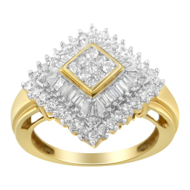 Contemporary 10K Yellow Gold Diamond Ballerina Ring - Size 6 For Sale - Image 3 of 7