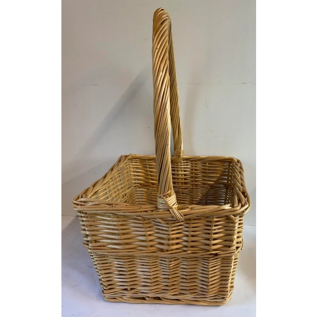 Vintage Square Handled Basket For Sale - Image 4 of 7