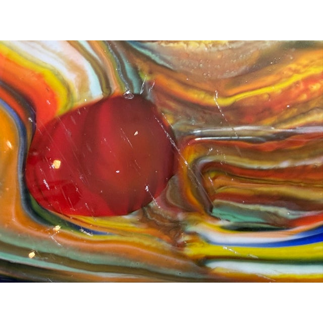 Hand-Blown Art Glass Vase With Multicolored Swirl Design For Sale - Image 16 of 16