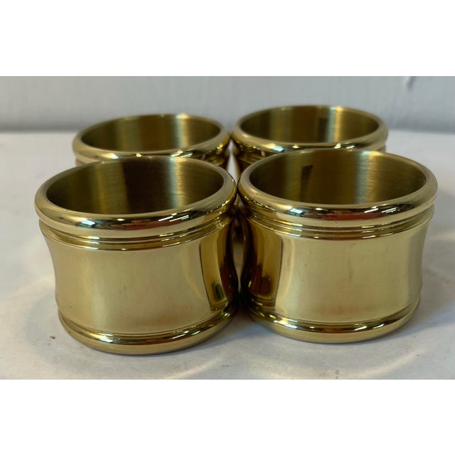 Mid 20th Century Vintage Heavy Brass Napkin Rings - Set of 4 For Sale - Image 5 of 7